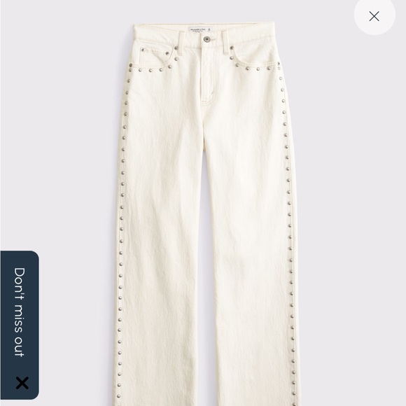 Abercrombie & Fitch Cream 90s relaxed studded Jeans - Picture 1 of 4